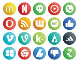Paquete de 20 íconos de redes sociales que incluye Windows forrst wattpad kik video vector