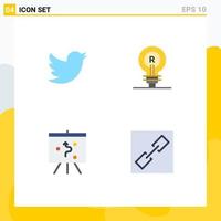 Pictogram Set of 4 Simple Flat Icons of network management brand idea chain Editable Vector Design Elements