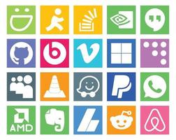 20 Social Media Icon Pack Including player vlc github myspace delicious vector