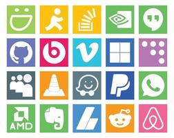 20 Social Media Icon Pack Including player vlc github myspace delicious vector