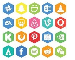 20 Social Media Icon Pack Including browser kickstarter ea question vine vector