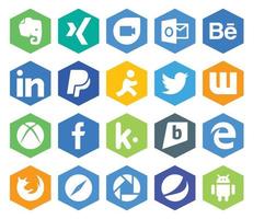 20 Social Media Icon Pack Including browser edge twitter brightkite facebook vector