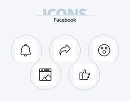 paquete de iconos de línea de facebook 5 diseño de iconos. tarjeta. sonido. flecha. notificación. alerta vector