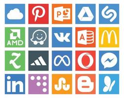 20 Social Media Icon Pack Including coderwall messenger microsoft access opera meta vector