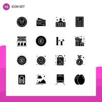 16 User Interface Solid Glyph Pack of modern Signs and Symbols of management backup pay reader ebook Editable Vector Design Elements