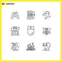 Pictogram Set of 9 Simple Outlines of mouse devices right cursor police Editable Vector Design Elements