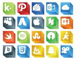 Paquete de 20 íconos de redes sociales que incluye feedburner brightkite houzz aim stumbleupon vector