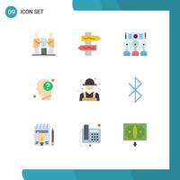 Flat Color Pack of 9 Universal Symbols of mind head meeting education workshop Editable Vector Design Elements