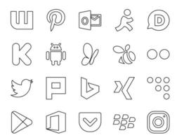 20 Social Media Icon Pack Including apps coderwall swarm xing plurk vector