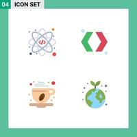 Group of 4 Flat Icons Signs and Symbols for web coffee arrows right earth Editable Vector Design Elements