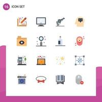 User Interface Pack of 16 Basic Flat Colors of eye thought pc idea american Editable Pack of Creative Vector Design Elements