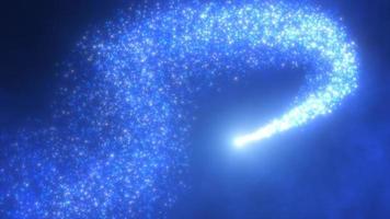 Abstract flying line particles blue bright glowing magical energy particles, abstract background video