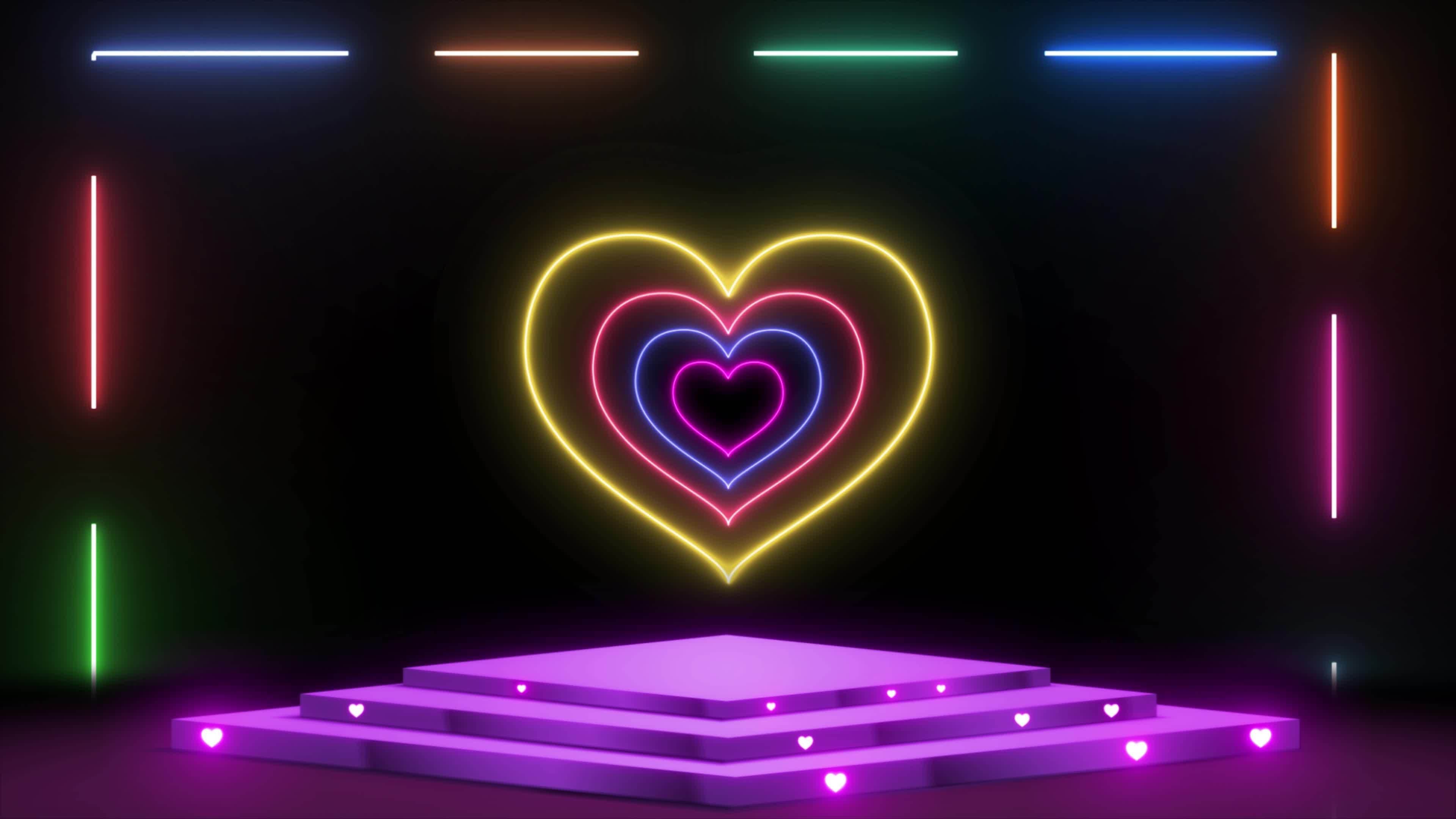 Trong đèn neon hình trái tim sân khấu đang được hoạt hình cực kỳ ấn tượng. Hãy đến và thưởng thức vẻ đẹp đầy sáng tạo của nó!