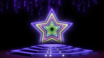 3d stage animation with beautiful neon effects. Realistic 3d Stage And neon Light Effects Moving . Neon Light And Stage With Spot Light Effects. Neon disco background with stage video