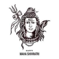 Lord shiva indian god of hindu for maha shivratri card background vector