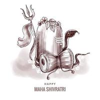 hermosa tarjeta de felicitación feliz maha shivratri con fondo shivling vector