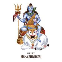 Lord shiva indian god of hindu for maha shivratri card background vector