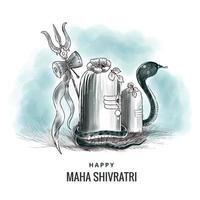 Maha shivratri festival background with shiv ling card design vector