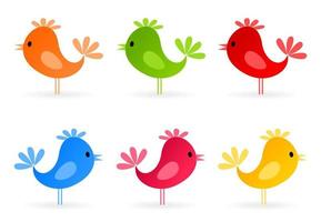 Set of small cheerful birdies. A vector illustration