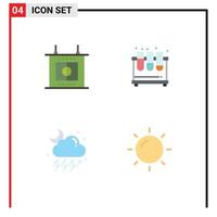 Modern Set of 4 Flat Icons and symbols such as football rain chemistry lab moon Editable Vector Design Elements