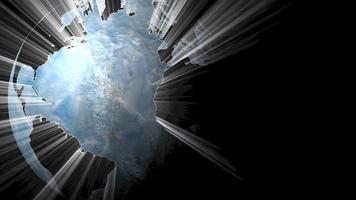 wit licht schiet uit van planeet aarde roterend in zwart ruimte - lus video