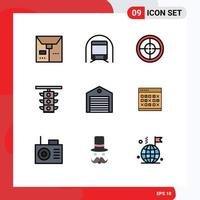 Set of 9 Modern UI Icons Symbols Signs for logistic train army traffic sign Editable Vector Design Elements