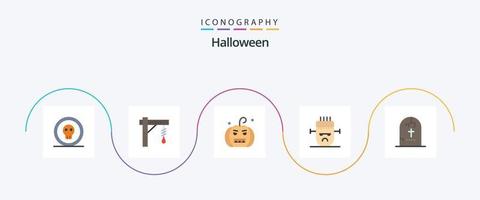 Halloween Flat 5 Icon Pack Including mask. horror. halloween. frankenstein. horror vector
