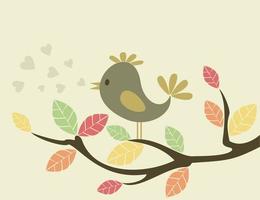 The bird sits on a tree and sings. A vector illustration