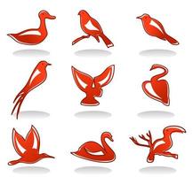 Set of small cheerful birdies. A vector illustration