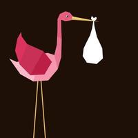 The pink stork bears the child. A vector illustration
