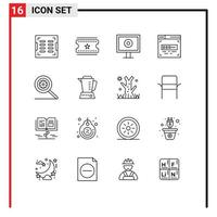 Outline Pack of 16 Universal Symbols of electric search stream options front end development Editable Vector Design Elements