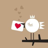 el pájaro enamorado tiene una tarjeta con corazón por día san valentín vector