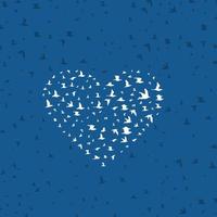 Flight of birds in the form of heart. A vector illustration