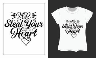 diseño de camiseta svg de san valentín, mr. robar tu corazón vector