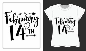 diseño de camiseta svg de san valentín, 14 de febrero vector