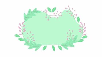 Animated spring frame background. Flourishing plants. Springtime. Looped flat color 4K video footage with alpha channel. 2D illustration template animation with copy space for text, image