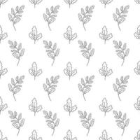 Hand drawn seamless pattern of twig with leaves vector