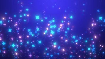 estrellas brillantes azules y púrpuras abstractas partículas mágicas de energía chispeante festiva glamorosa, fondo abstracto. video 4k, diseño de movimiento