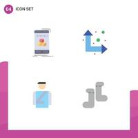 Set of 4 Vector Flat Icons on Grid for box man product up down baby Editable Vector Design Elements
