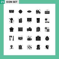Modern Set of 25 Solid Glyphs Pictograph of things internet design barcode green Editable Vector Design Elements
