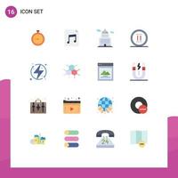User Interface Pack of 16 Basic Flat Colors of pause office document movie government Editable Pack of Creative Vector Design Elements
