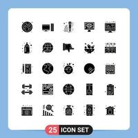 25 Thematic Vector Solid Glyphs and Editable Symbols of screen cloud draw surveillance computer Editable Vector Design Elements