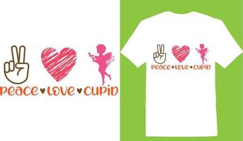 paz amor cupido día de san valentín camiseta vector