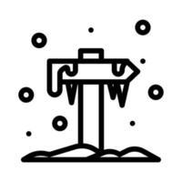 icono de señal de dirección con vector de estilo de contorno, icono de invierno, icono de nieve