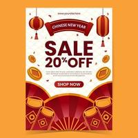 Chinese New Year Sale Poster Template vector