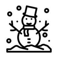 Snowman icon with outline style vector