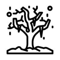 icono de árbol seco con vector de estilo de contorno, icono de árbol de invierno, naturaleza, árbol