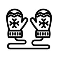 Winter mittens icon with outline style vector, winter gloves icon, winter clothes vector