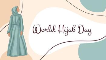 día mundial del hiyab. bueno para la celebración del día mundial del hijab. hermosa chica en un hiyab. diseño plano. diseño de volante ilustración vectorial