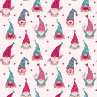 Seamless pattern with gnomes. Vector texture illustration for valentine s day and other holidays for postcard, textile, decor, paper, texture, wrapping.